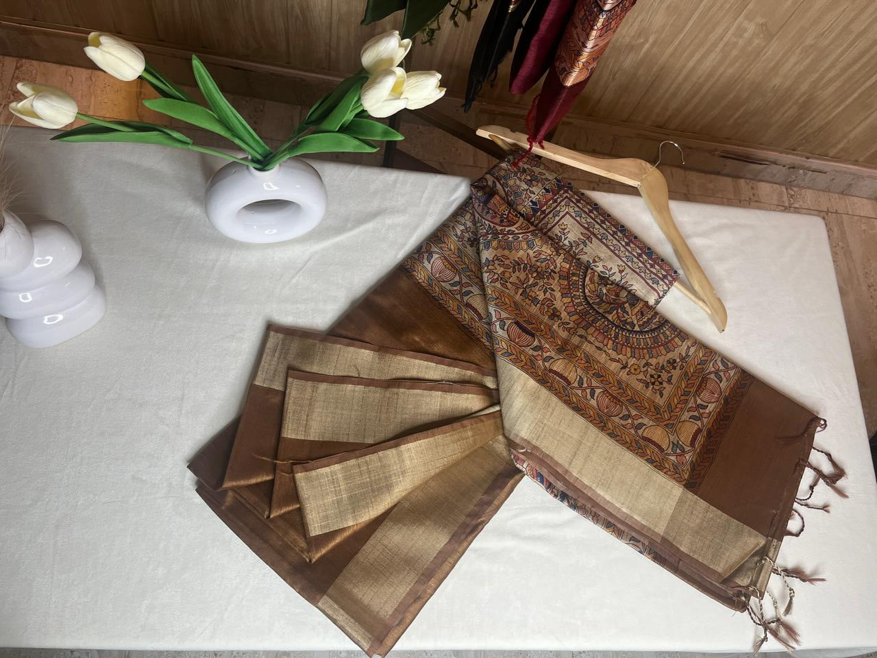 Mustard color Silk Saree