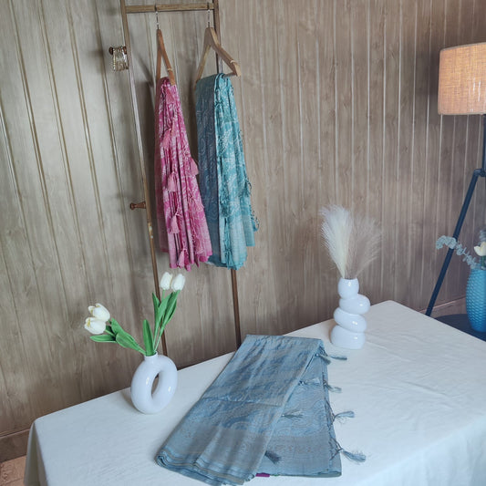 Gray Bandhani Print Party Wear Saree