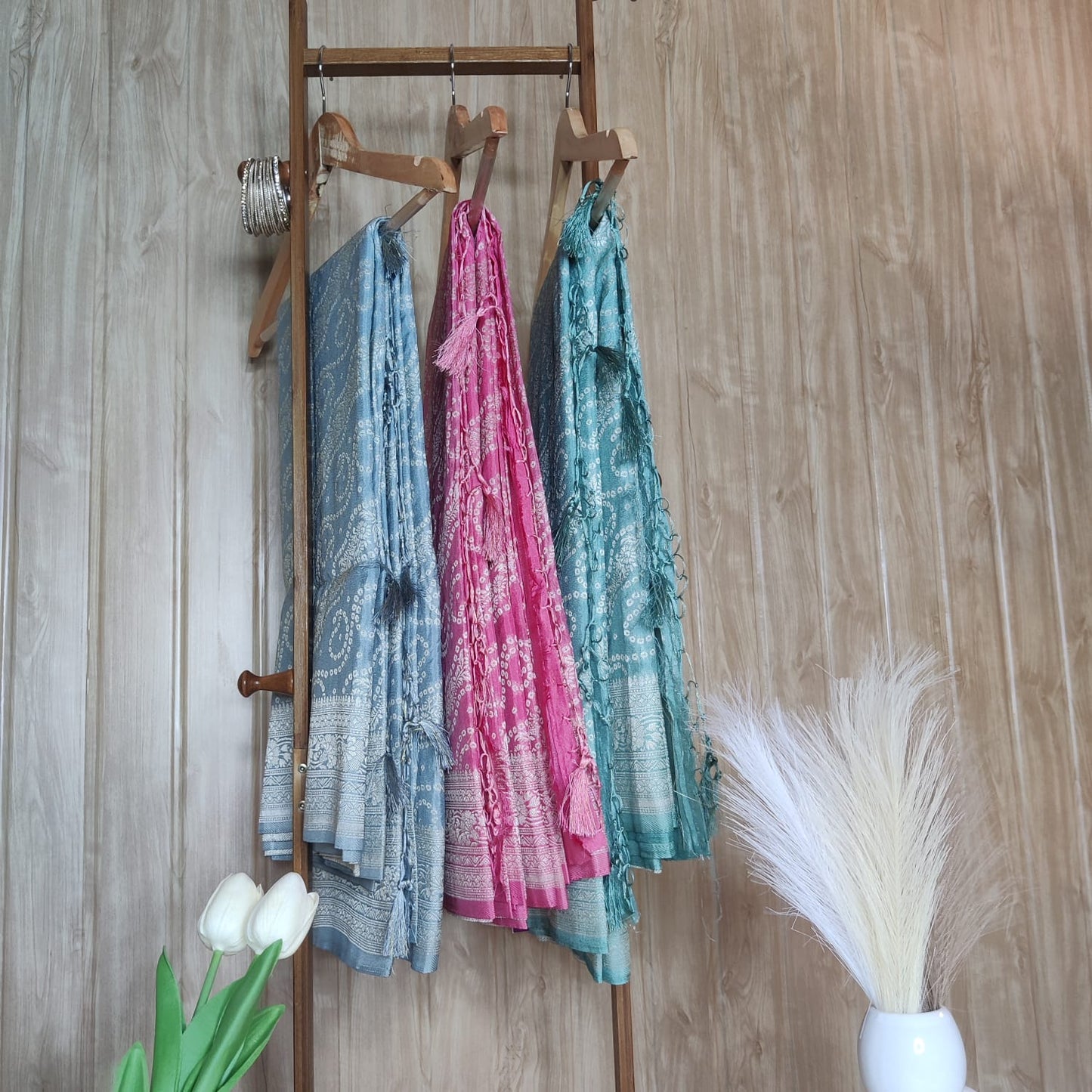 Green Bandhani Print Party Wear Saree