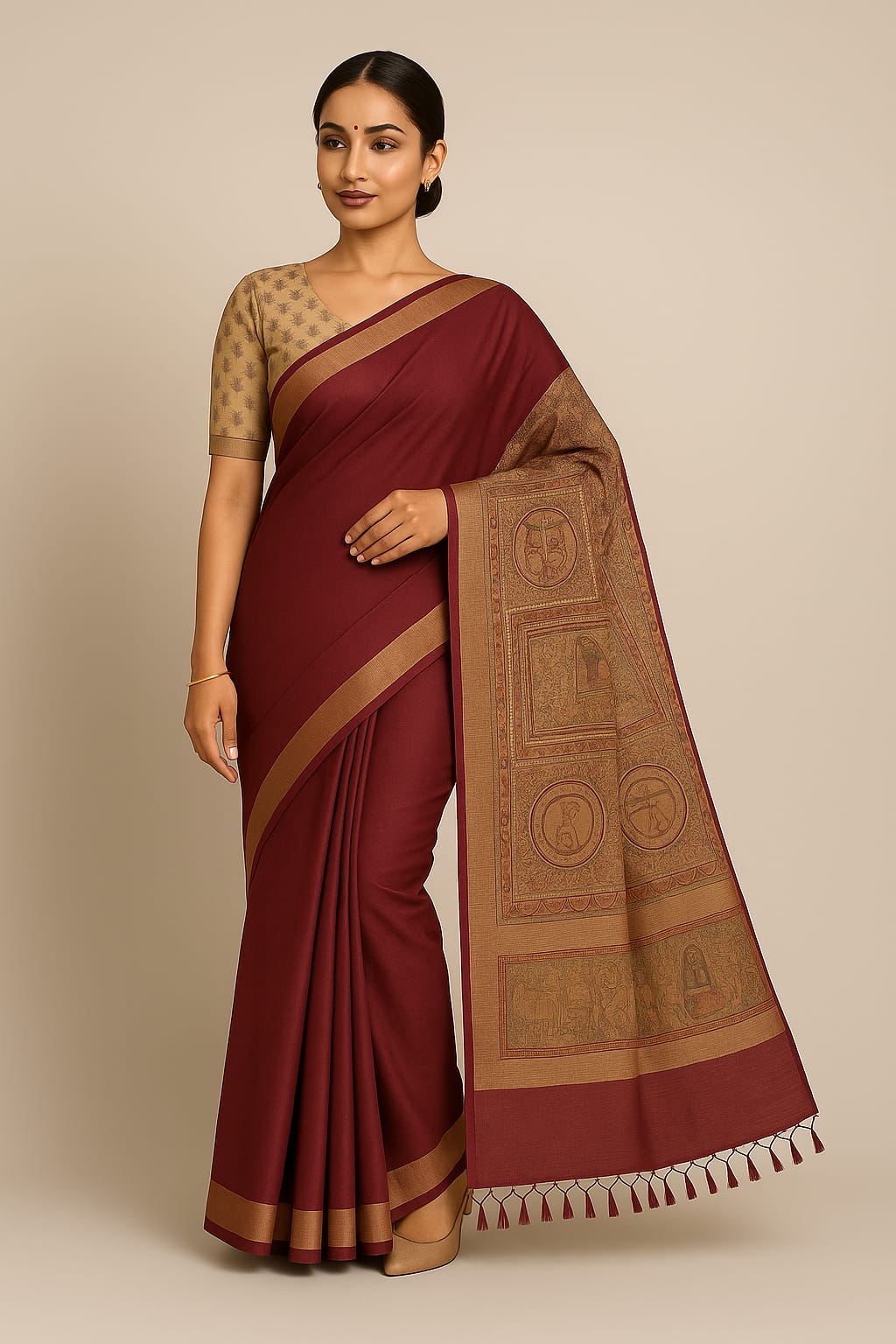 Maroon Silk Saree
