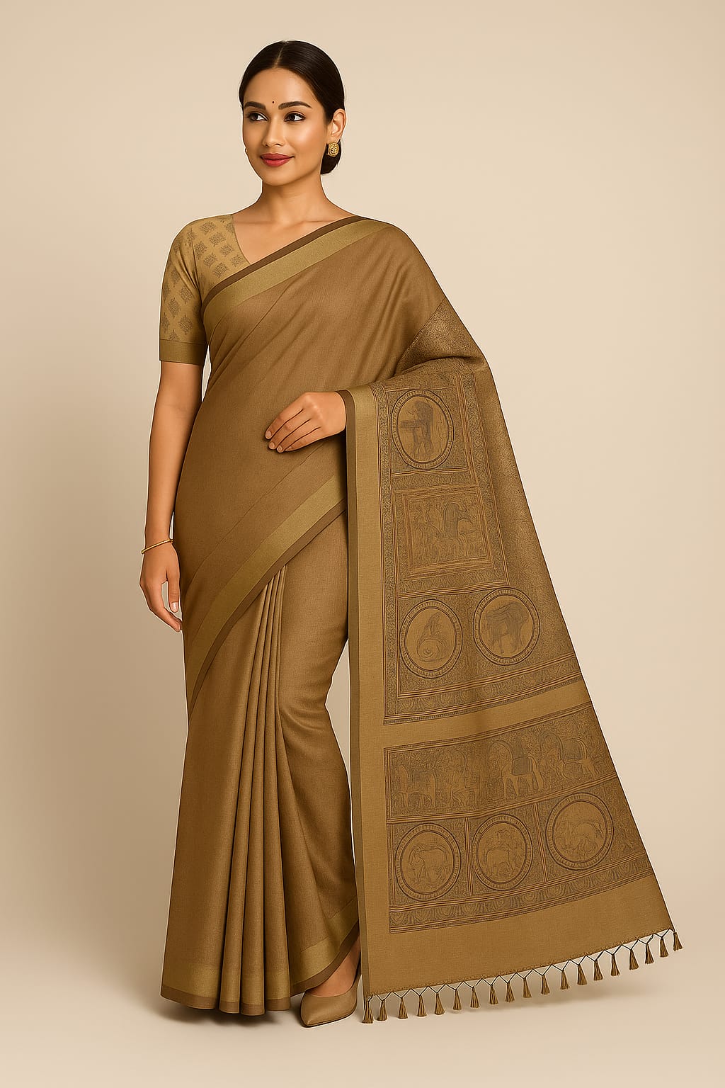 Mustard color Silk Saree