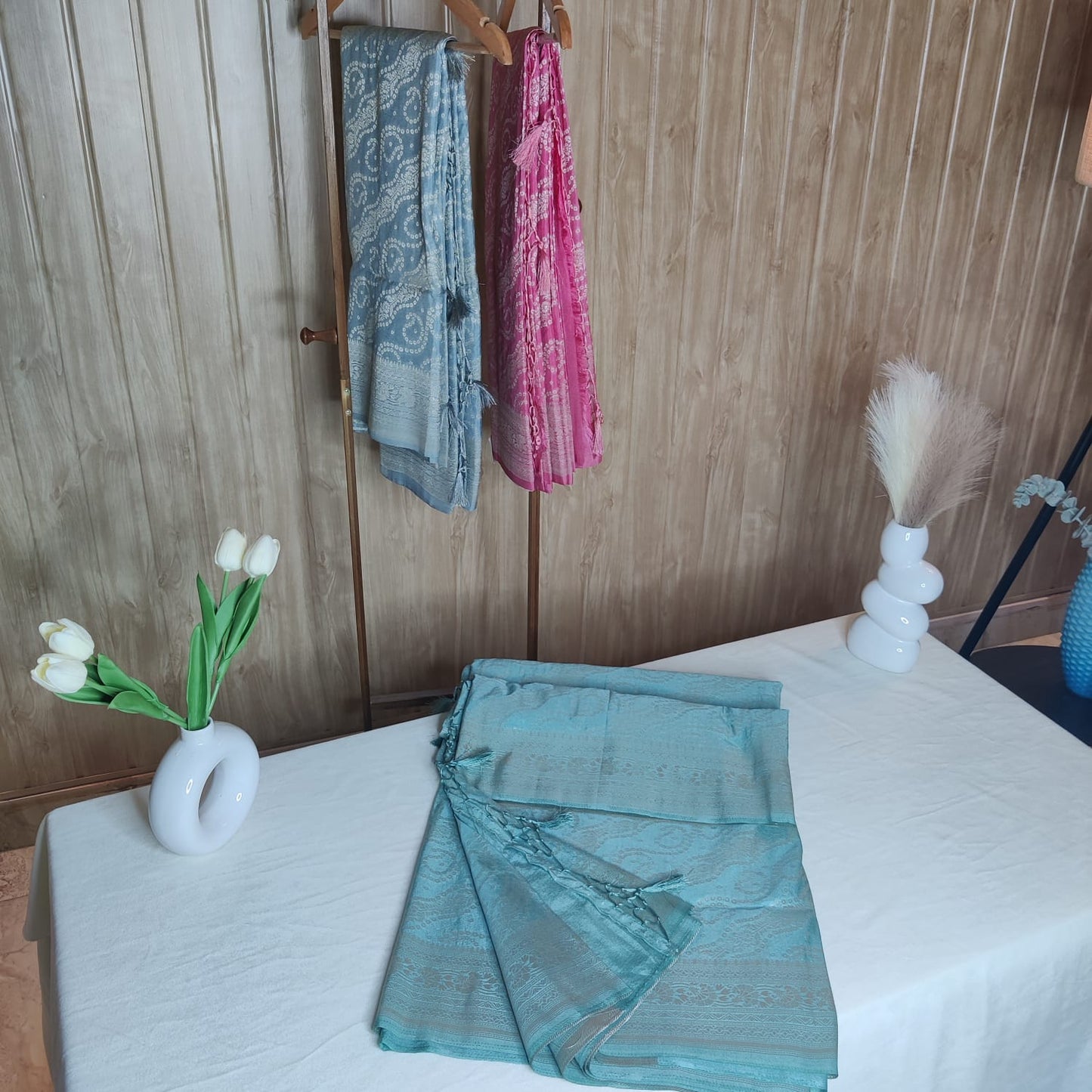 Green Bandhani Print Party Wear Saree