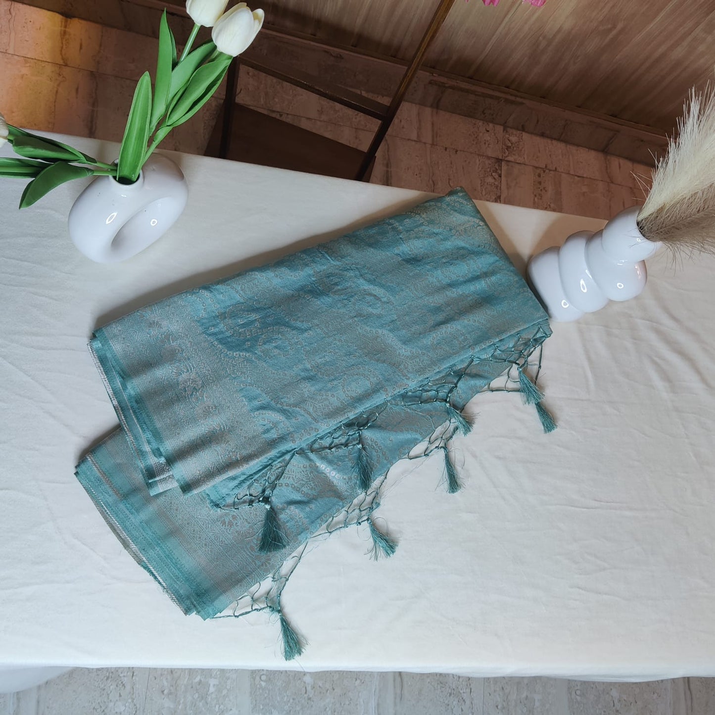 Green Bandhani Print Party Wear Saree